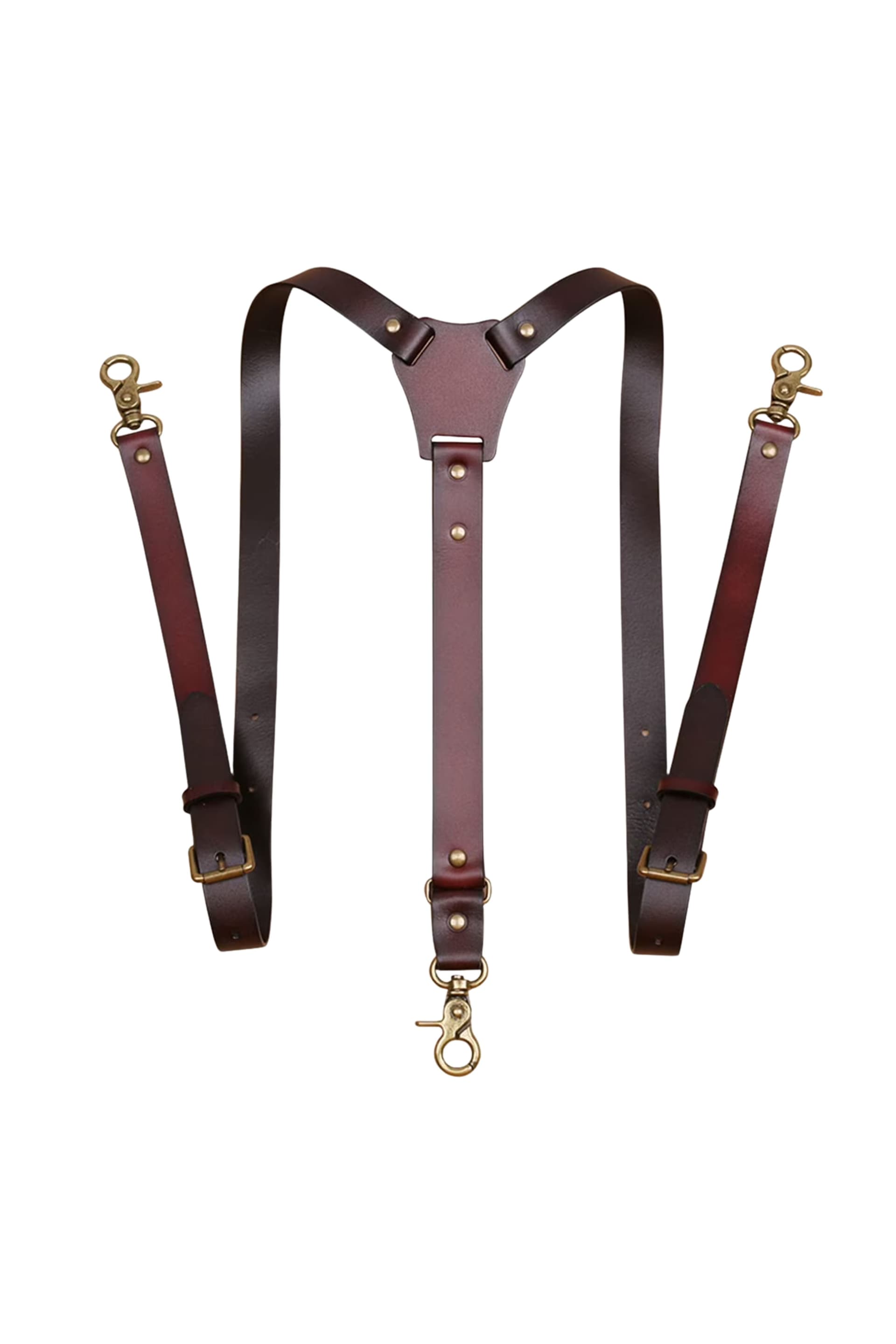 Adjustable Leather Y Back Suspenders Straps