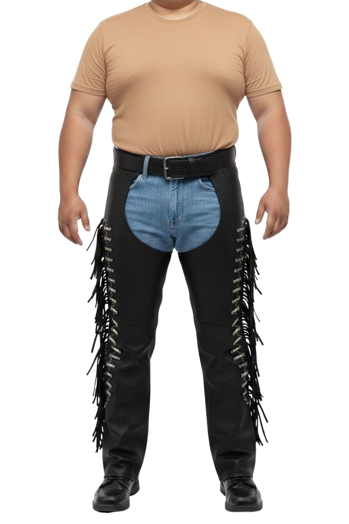 BigFit Fringed Leather Motorcycle Riding Chaps