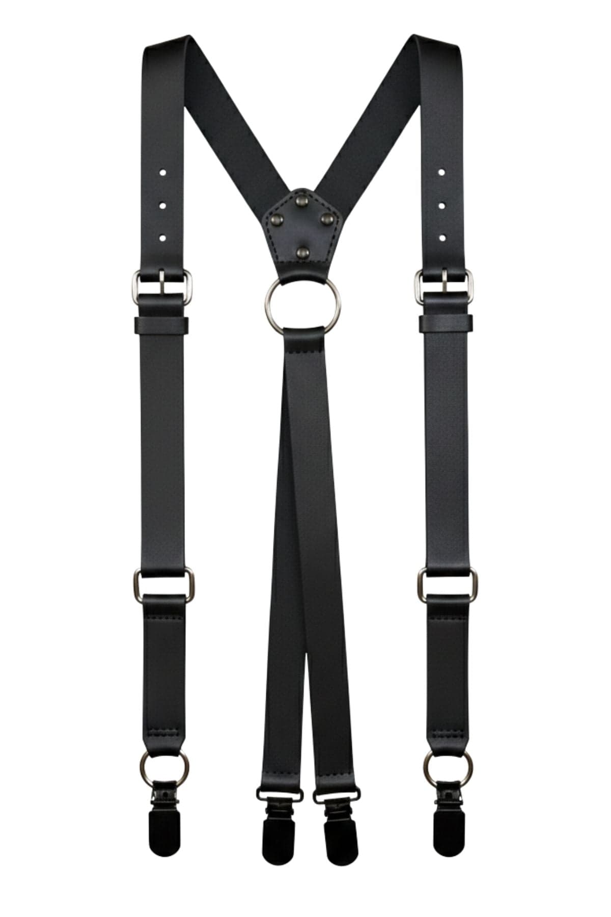 Black Adjustable Suspenders with Strong Metal Clips