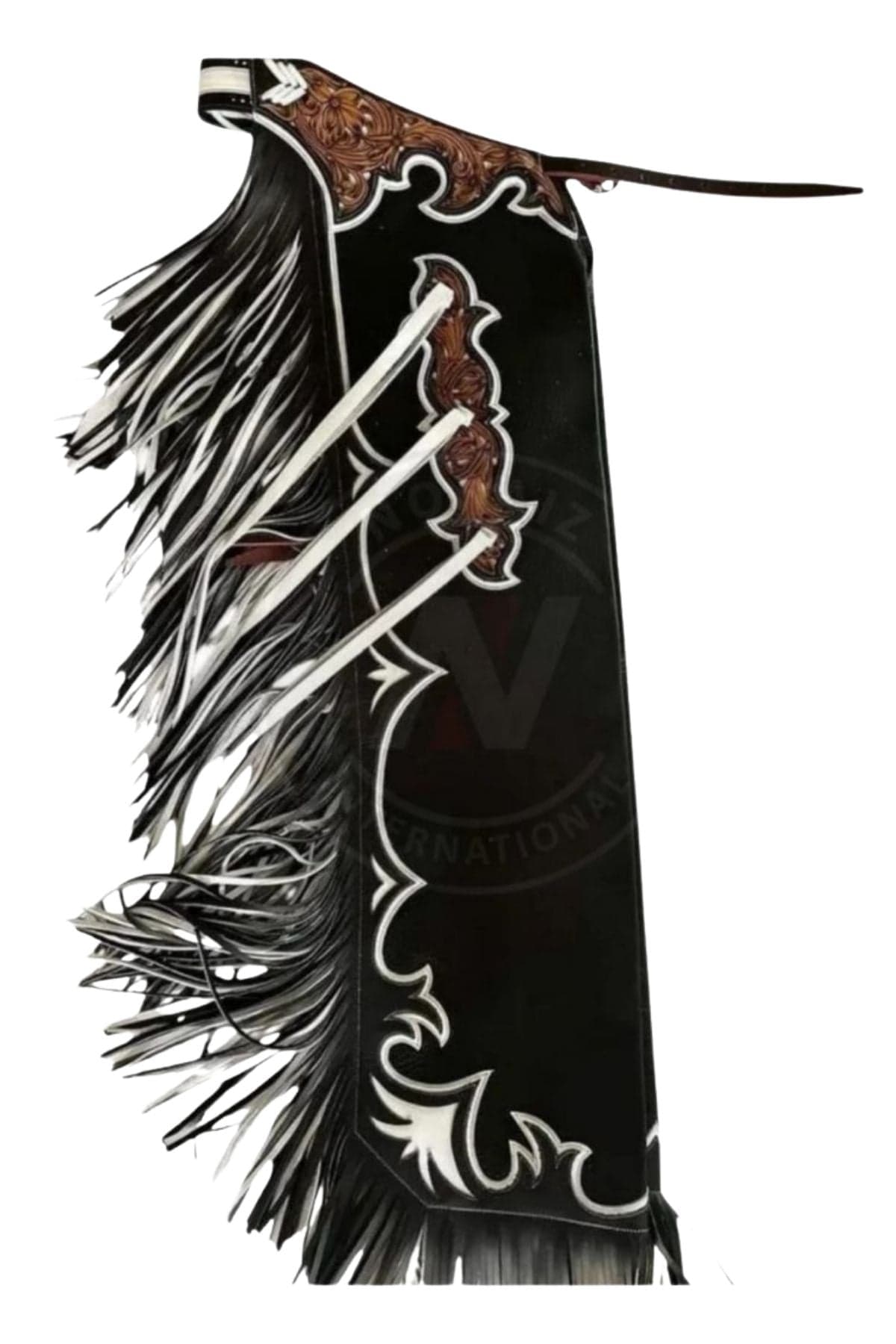 Black Canyon Tooled Rodeo Chaps with Fringe