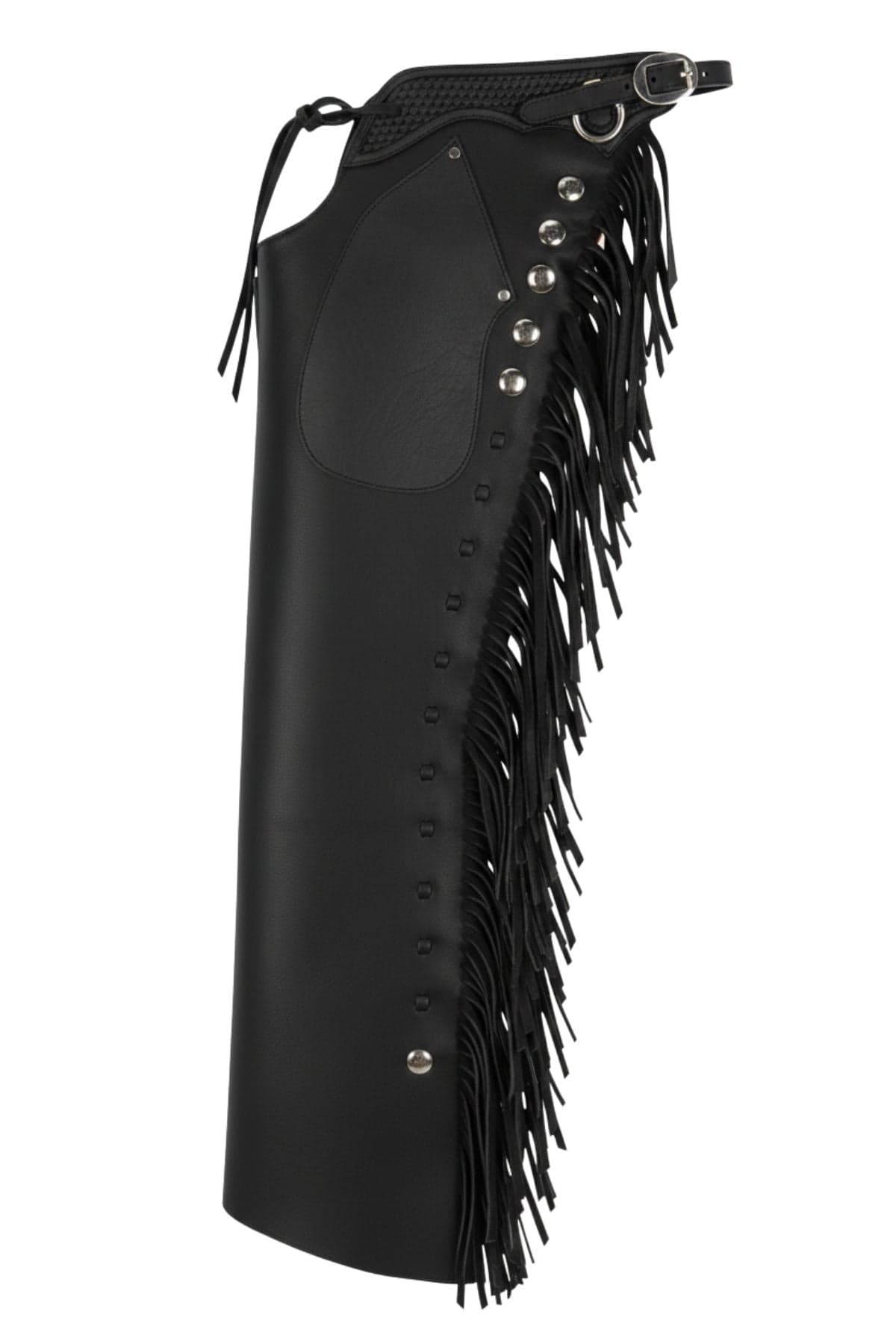 Black Leather Shotgun Chaps with Classic Design
