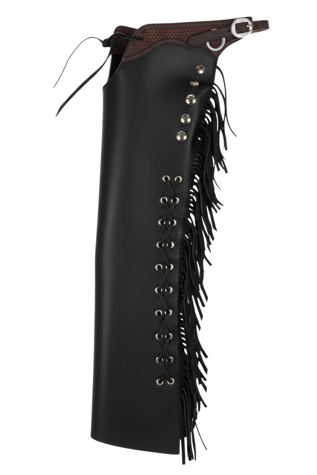 Black Leather Shotgun Chaps with Side Lacing