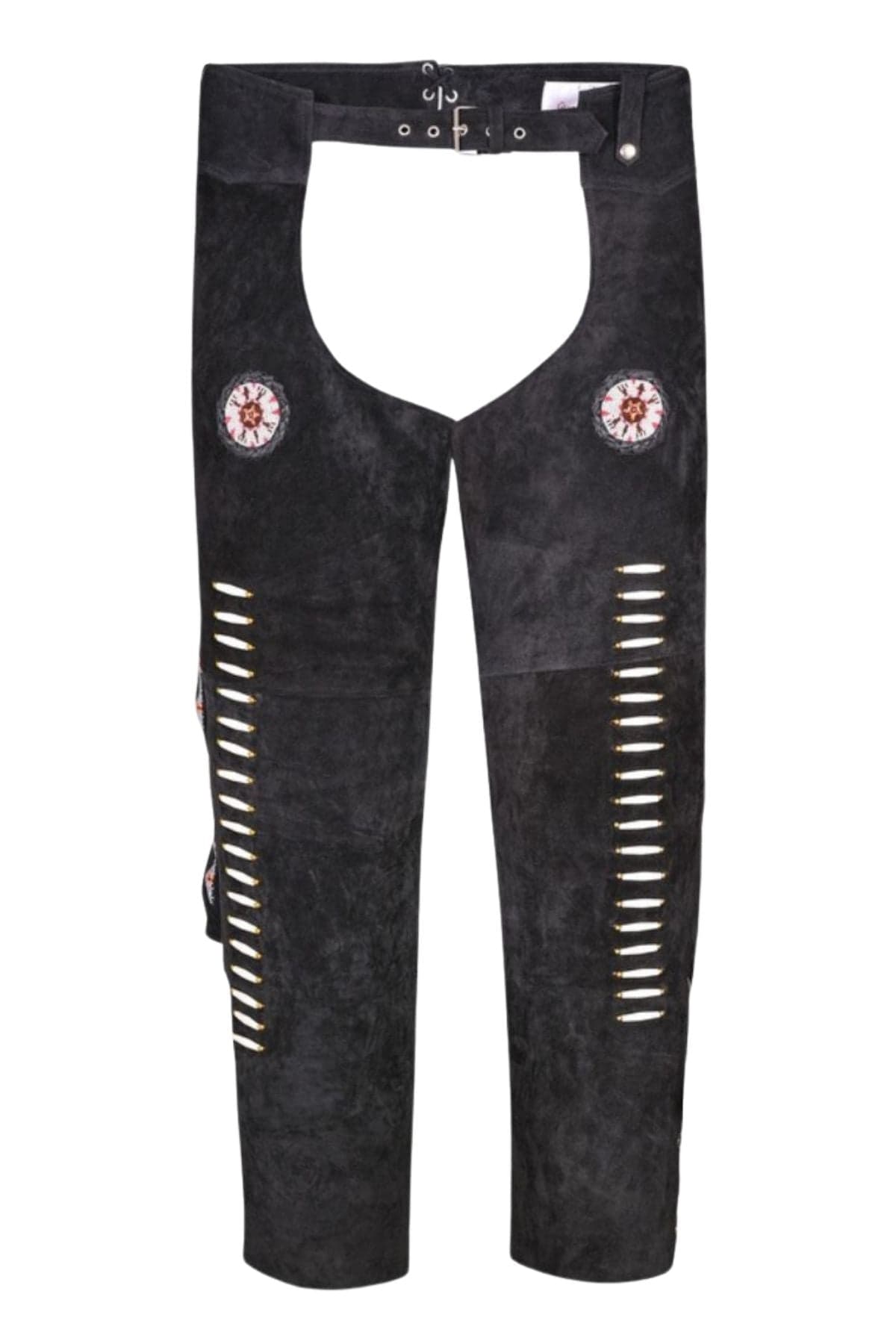 Black Mens Western Style Suede Leather Chaps