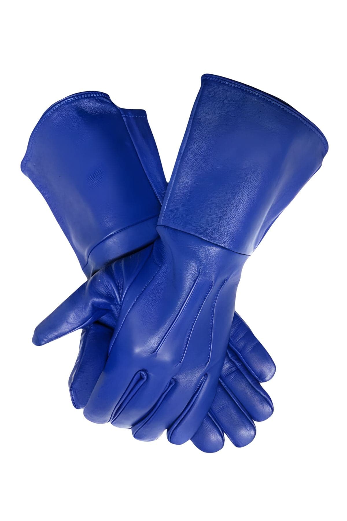 Blue Full Gauntlet Rodeo Leather Gloves