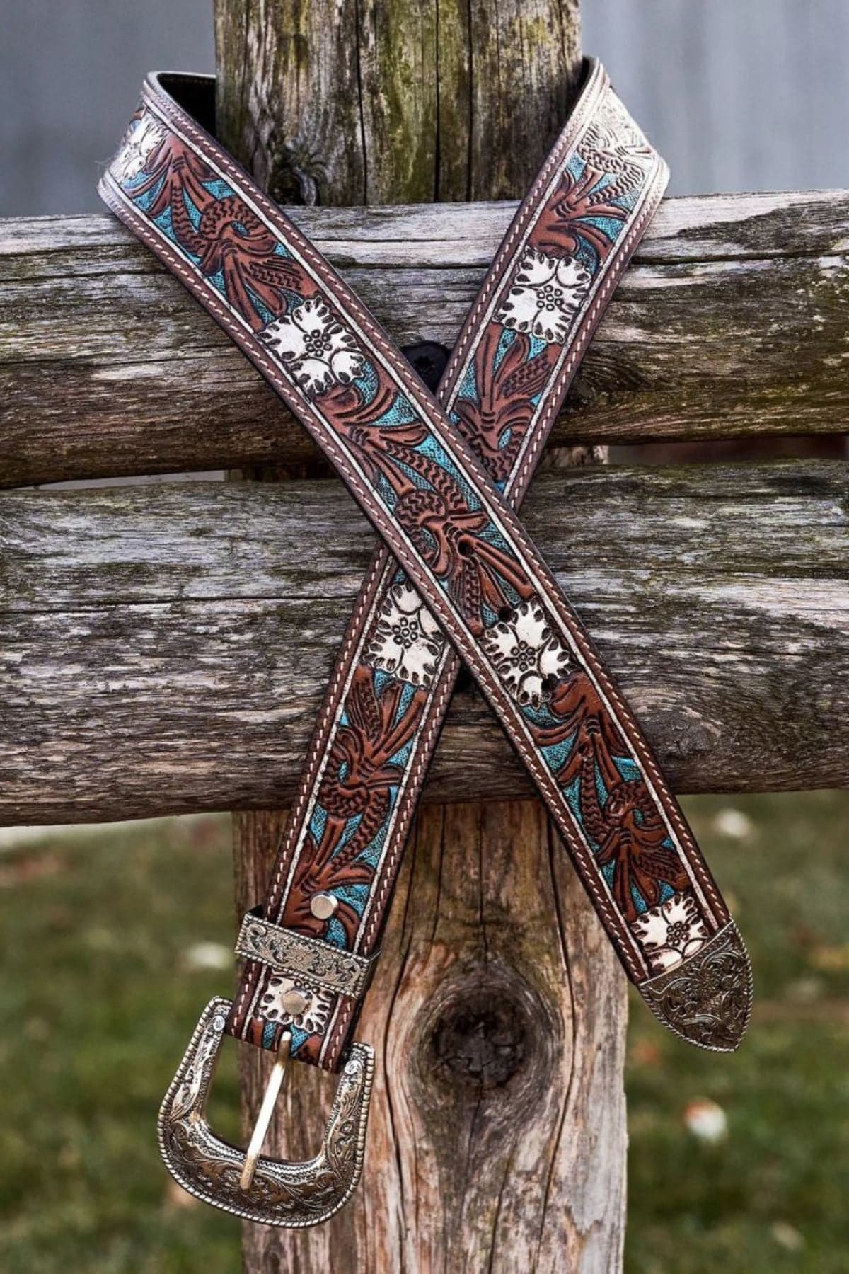 Bohemian Western Belt with Intricate Floral Carving