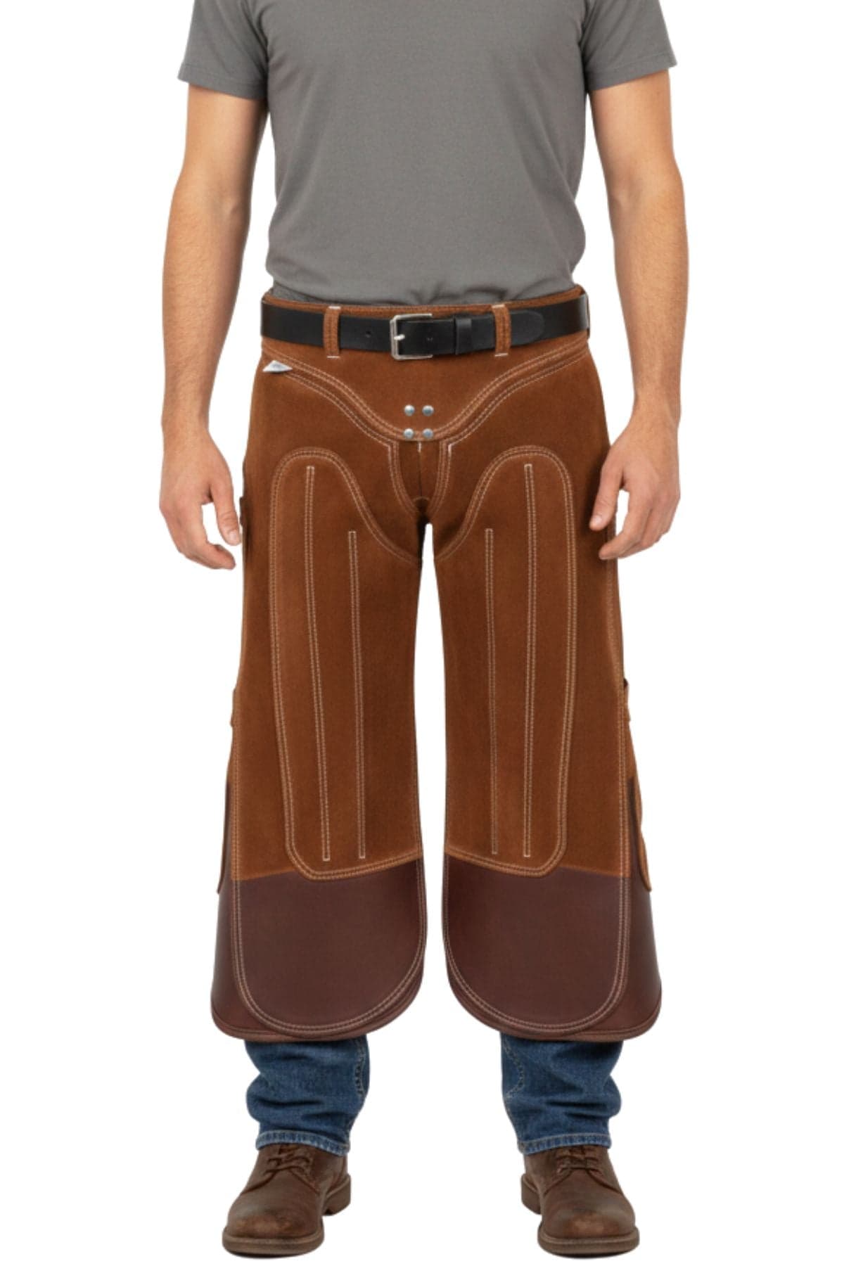 Brown Leather Farrier Chaps with Knee Panels