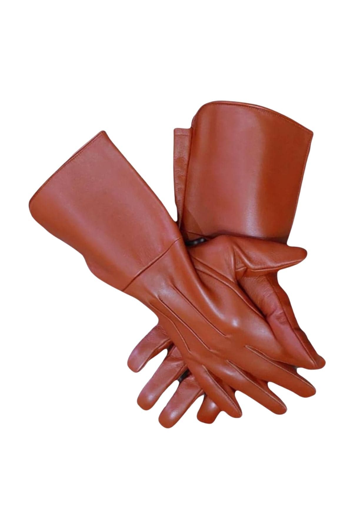 Brown Leather Full Gauntlet Work Gloves