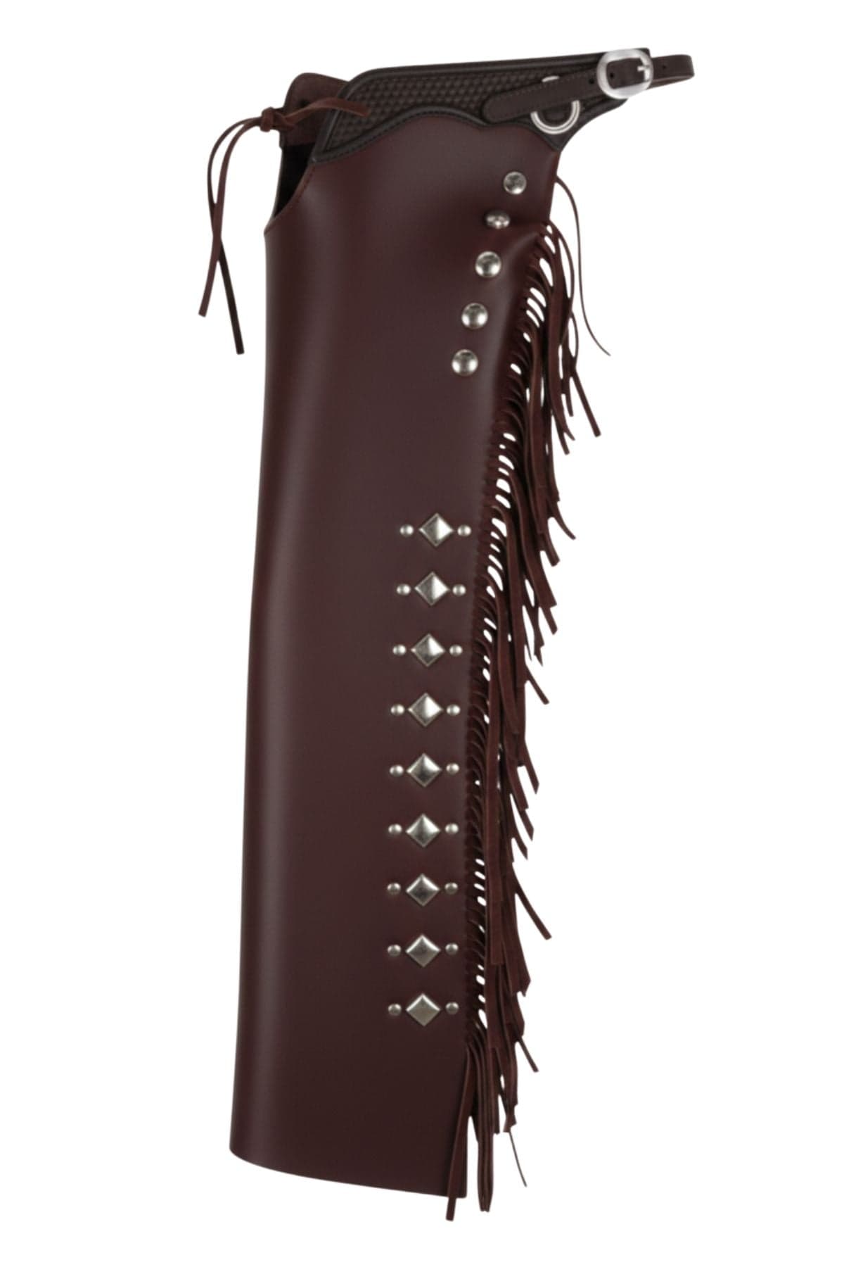 Brown Leather Shotgun Chaps Classic Stud Style