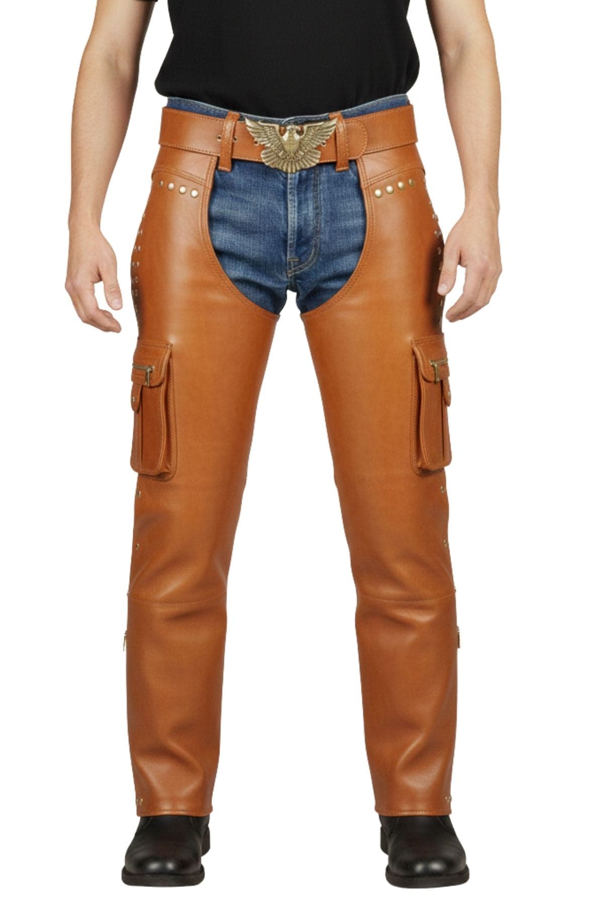 Brown Leather Touring Chaps For Riders