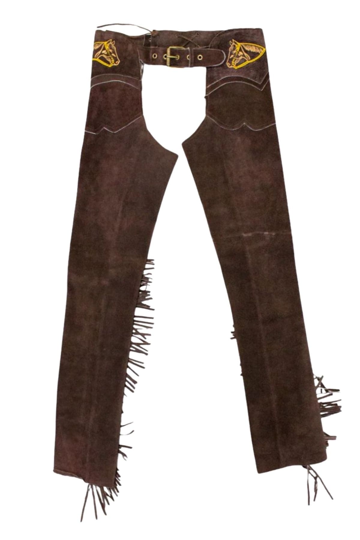Brown Suede Leather Fringe Chaps