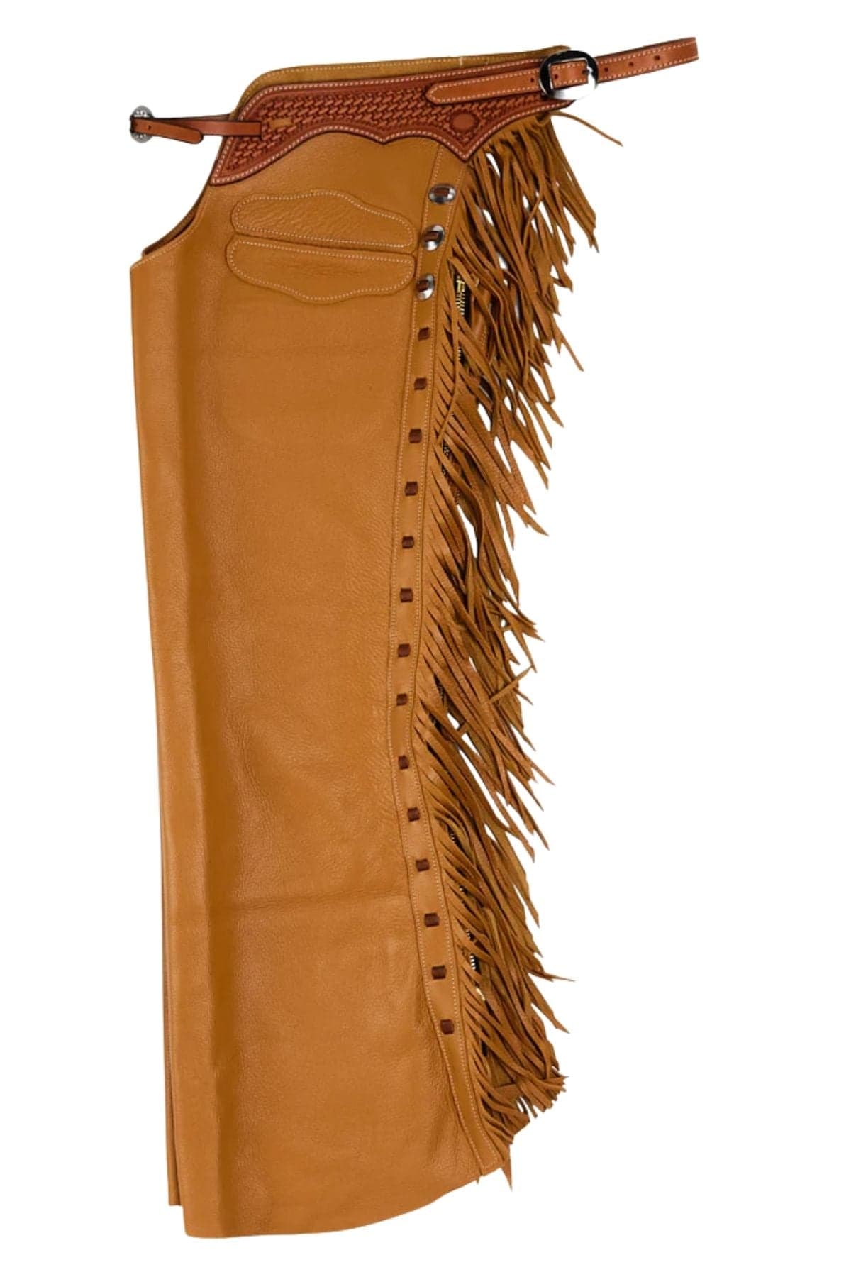 Classic Fringe Leather Shotgun Chaps for Cowboy Riders