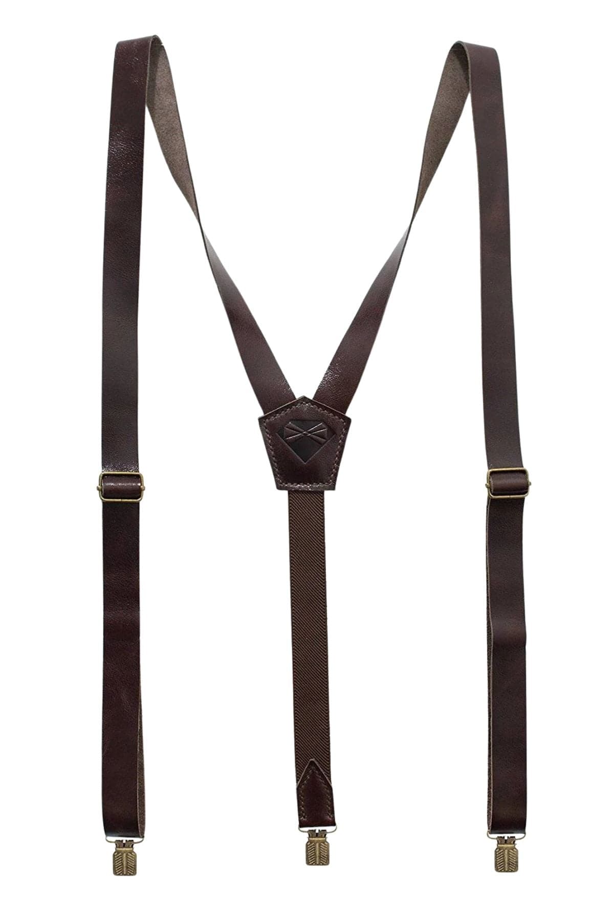 Classic Leather Suspenders with Metal Clips