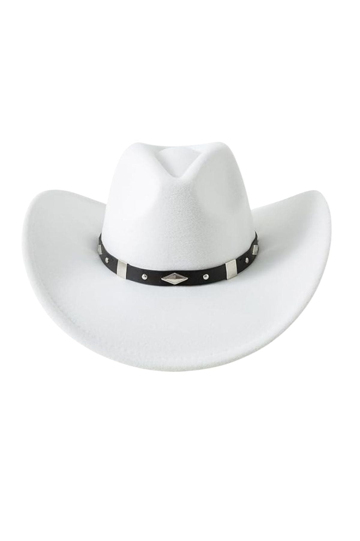 Classic White Cowboy Hat With Bold Conchos