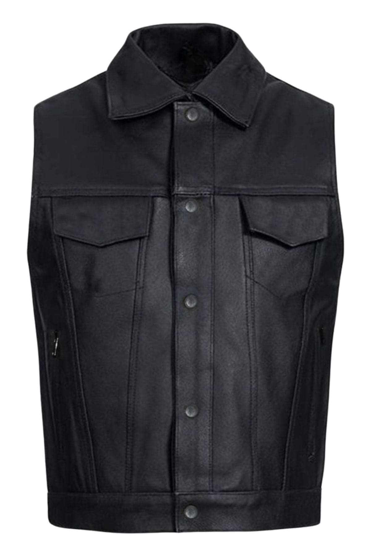 Cowboy Style Black Leather Western Vest