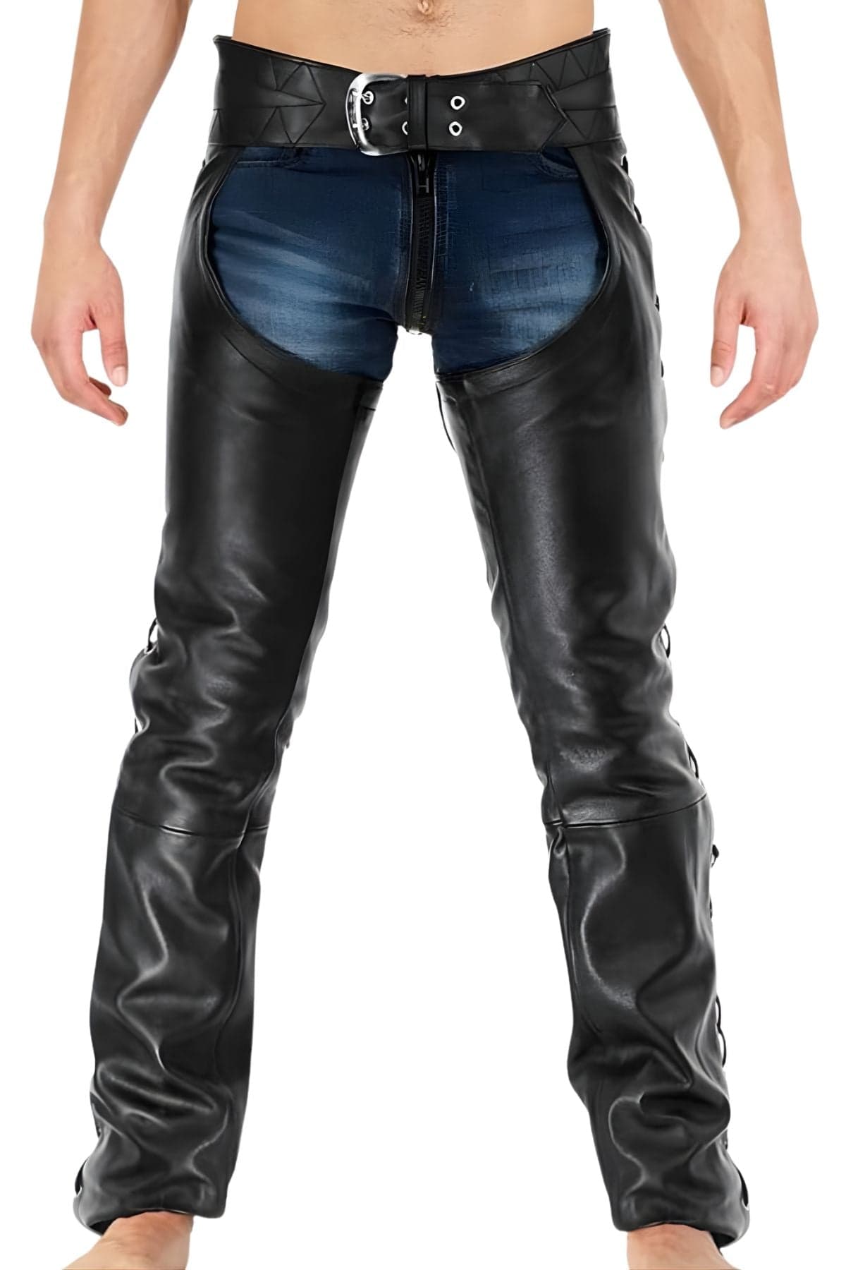 Dean Black Mens Leather Chaps