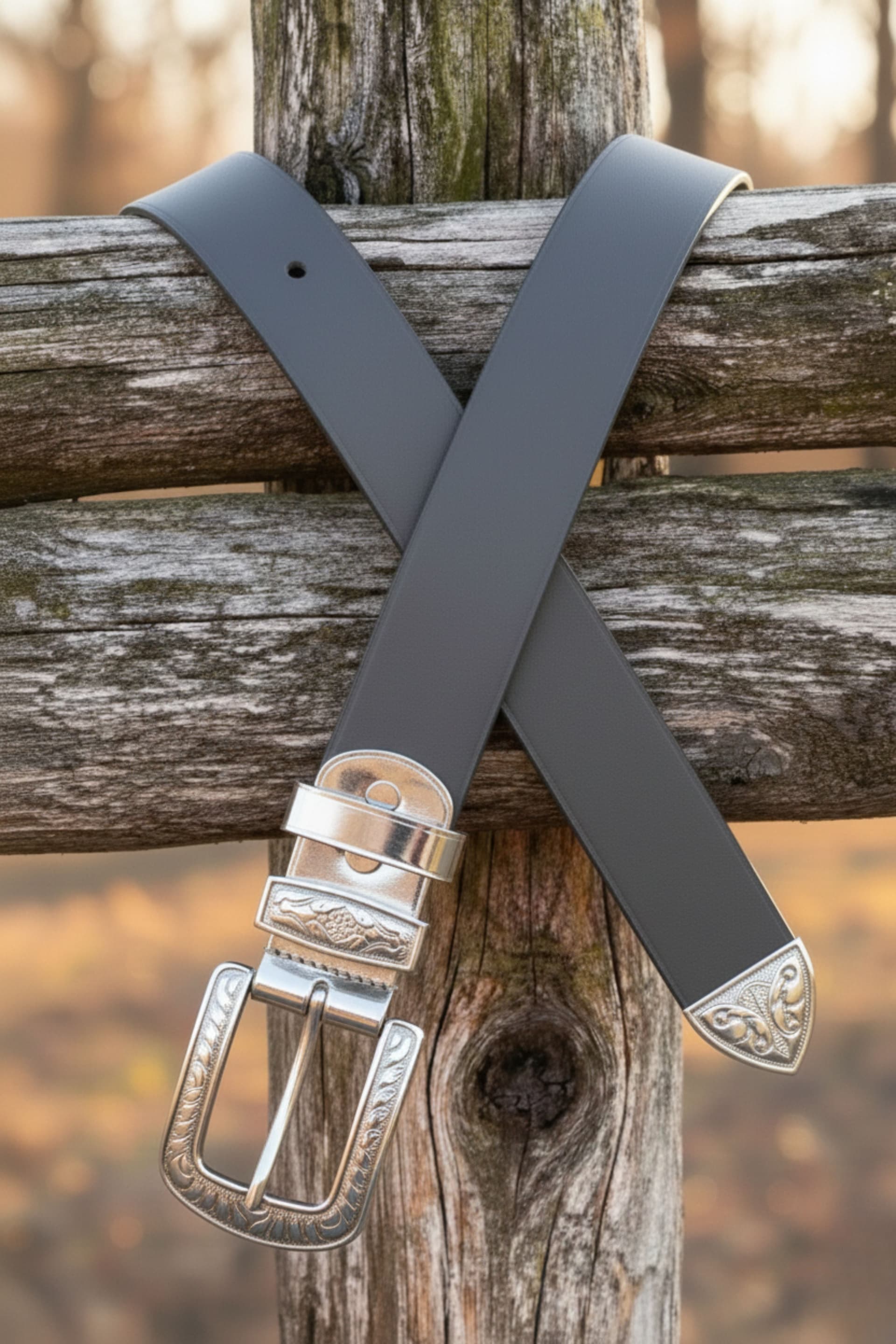 Elegant Textured Leather Belt with Crafted Buckle