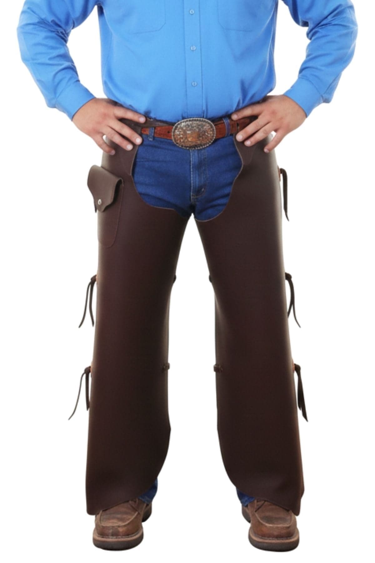 Handcrafted Brown Leather Batwing Chaps