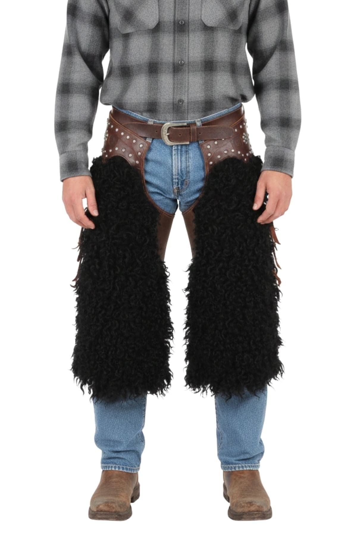 Handmade Black Wooly Western Chaps