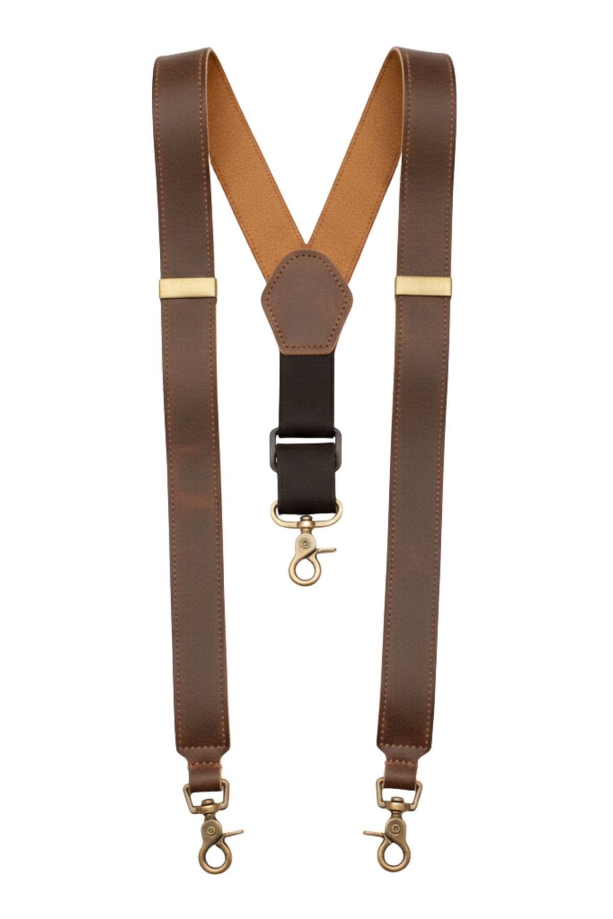 Leather Cross Back Suspenders with Heavy Duty Hooks