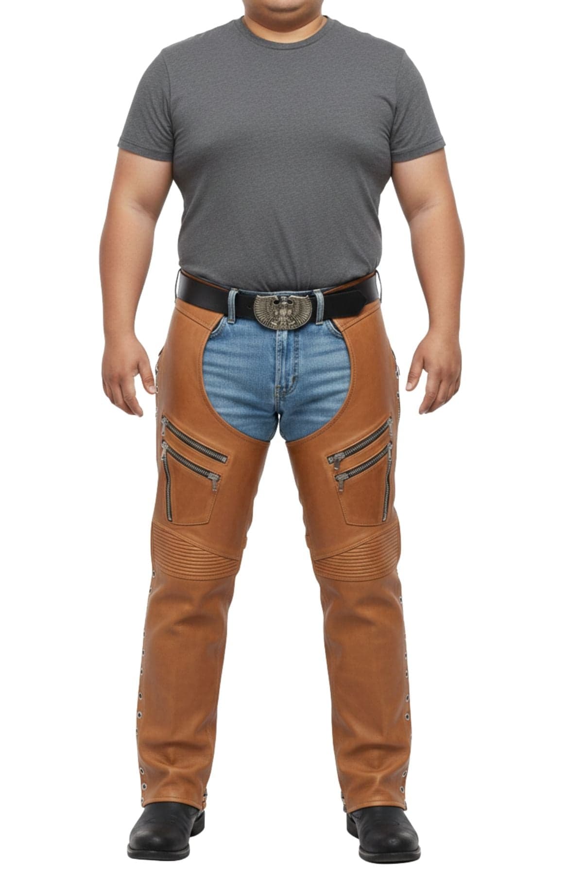 Leather Utility Chaps for Big and Tall Body Fit