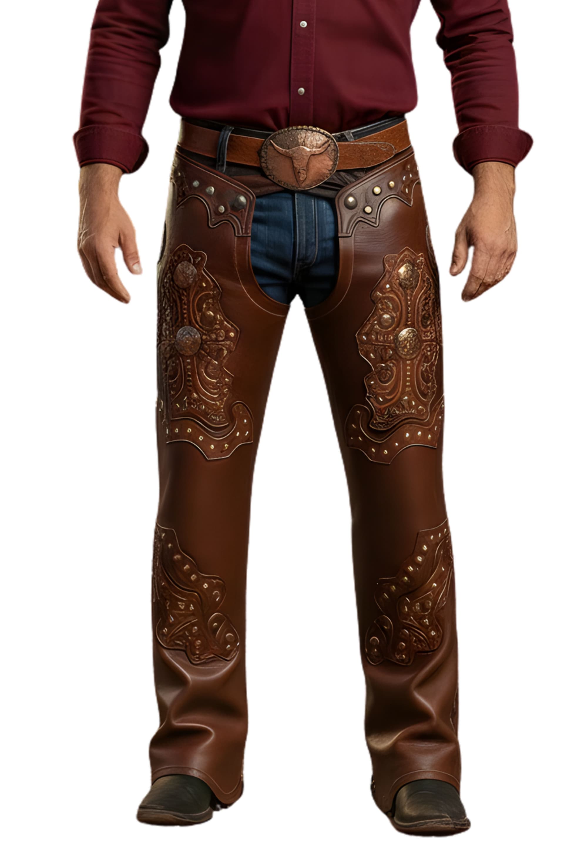 Mens Decorative Leather Chaps with Classic Fit