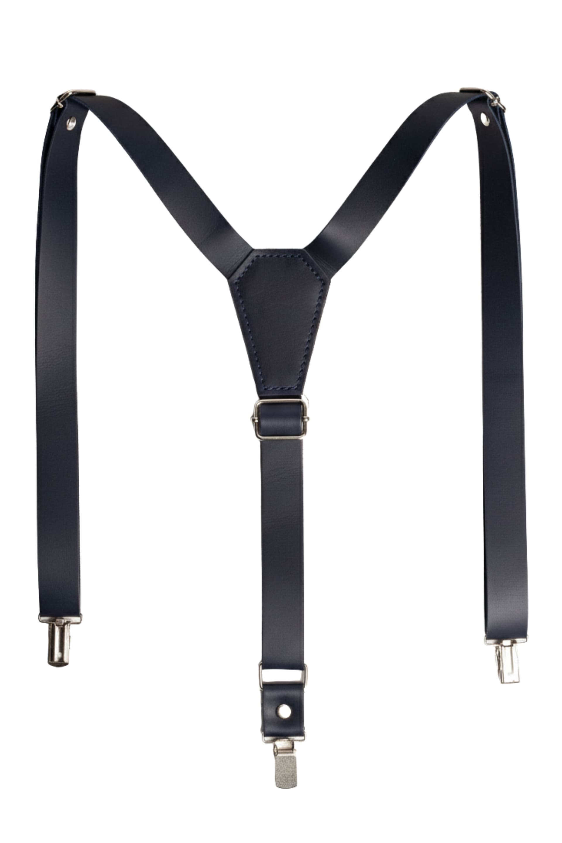Mens Leather Adjustable Clip Suspenders