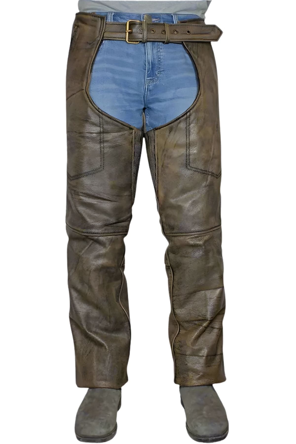 Open Road Heavy Duty Distressed Leather Riding Chaps