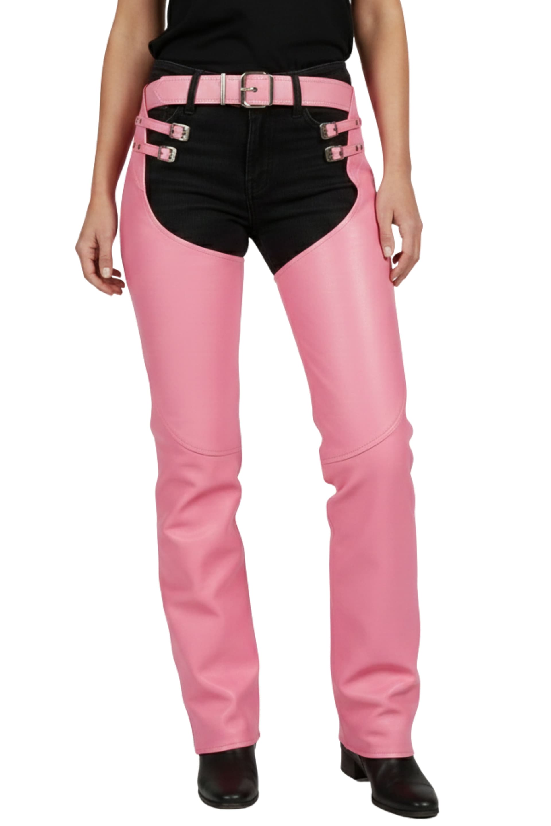 Pink Assless Chaps With Adjustable Straps