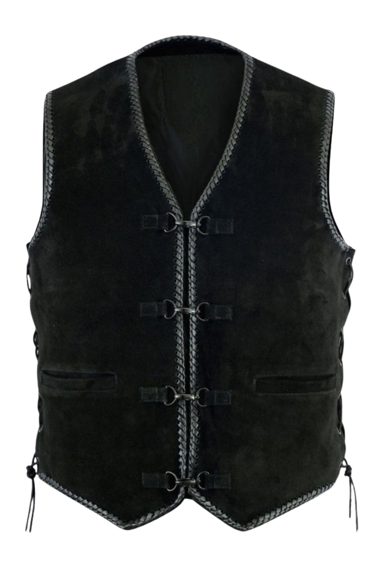 Premium Black Suede Western Vest With Side Laces