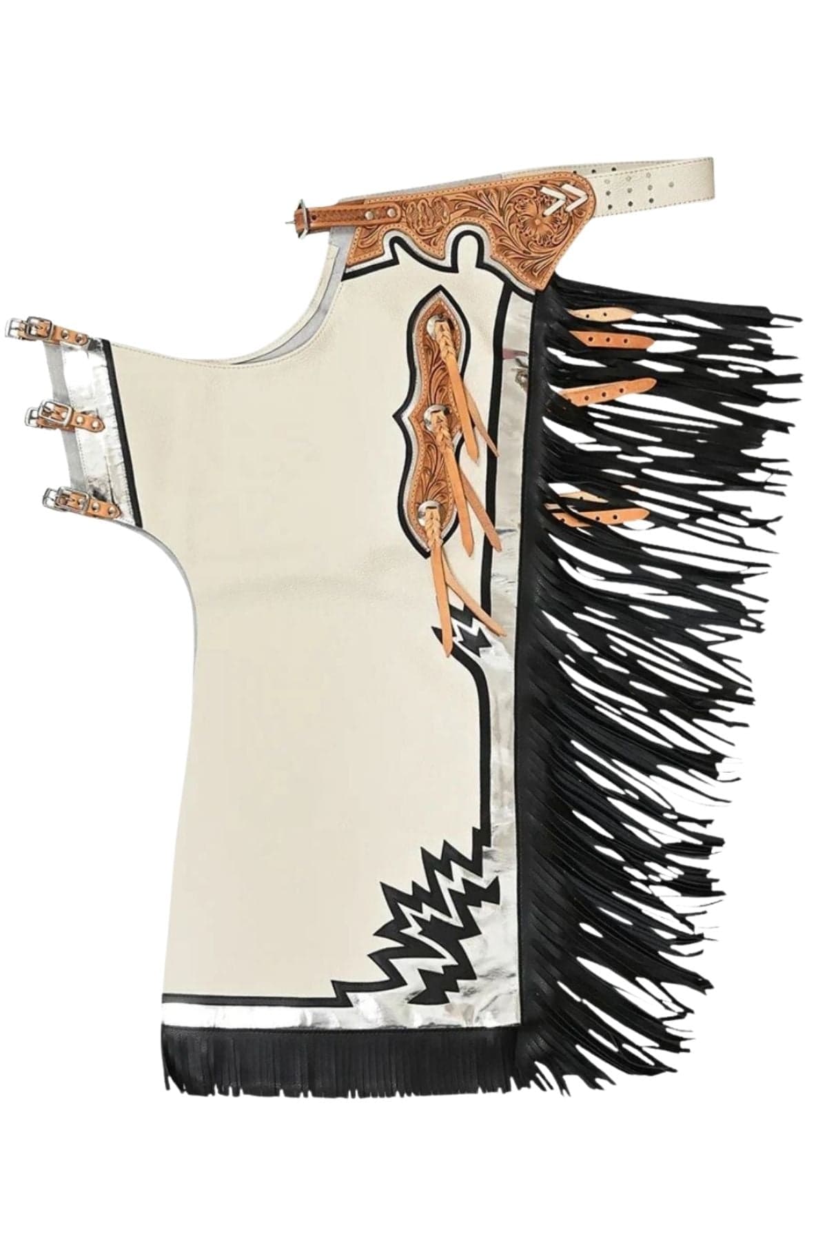 Premium Hand tooled White Rodeo Chaps