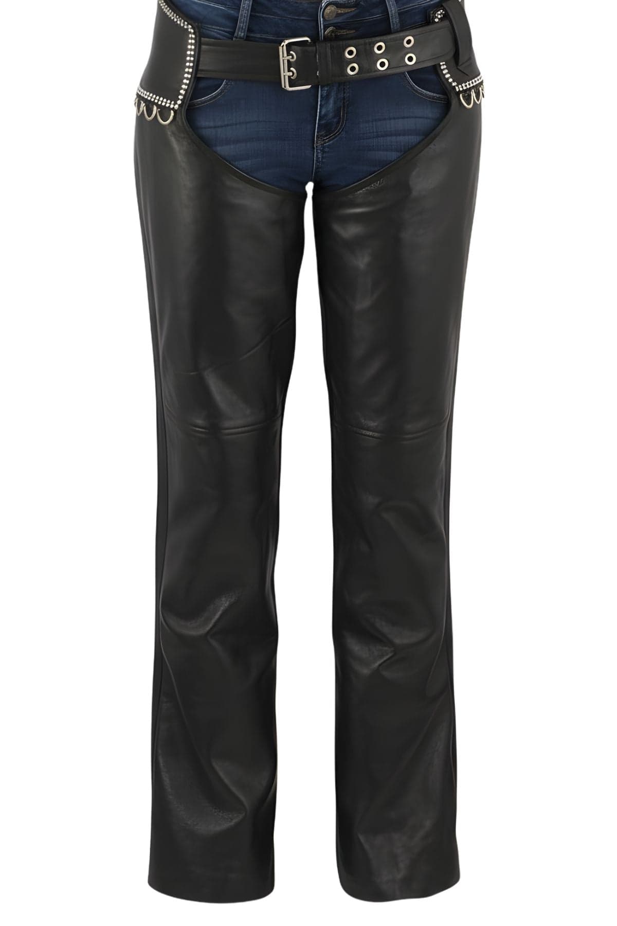 Premium Womens Black Leather Chaps