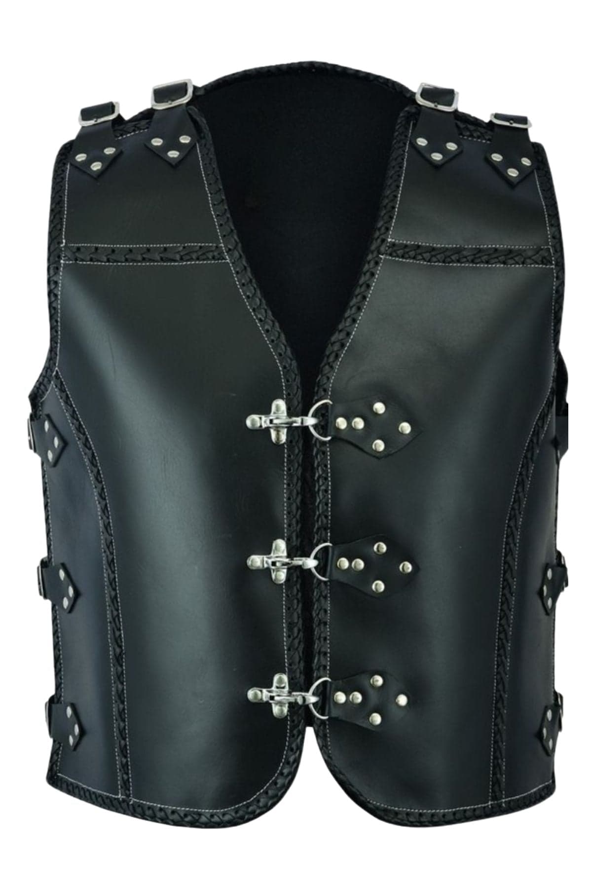Protective Western Black Leather Vests