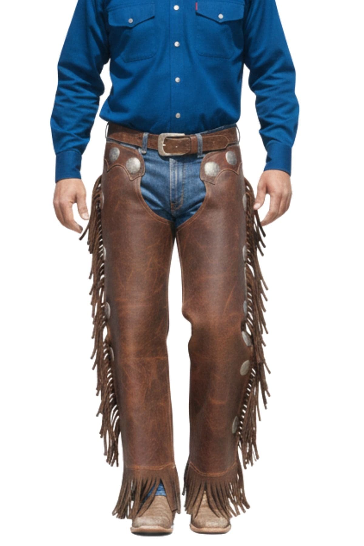 Ranch Utility Leather Work Chap with Fringe for Hard Use