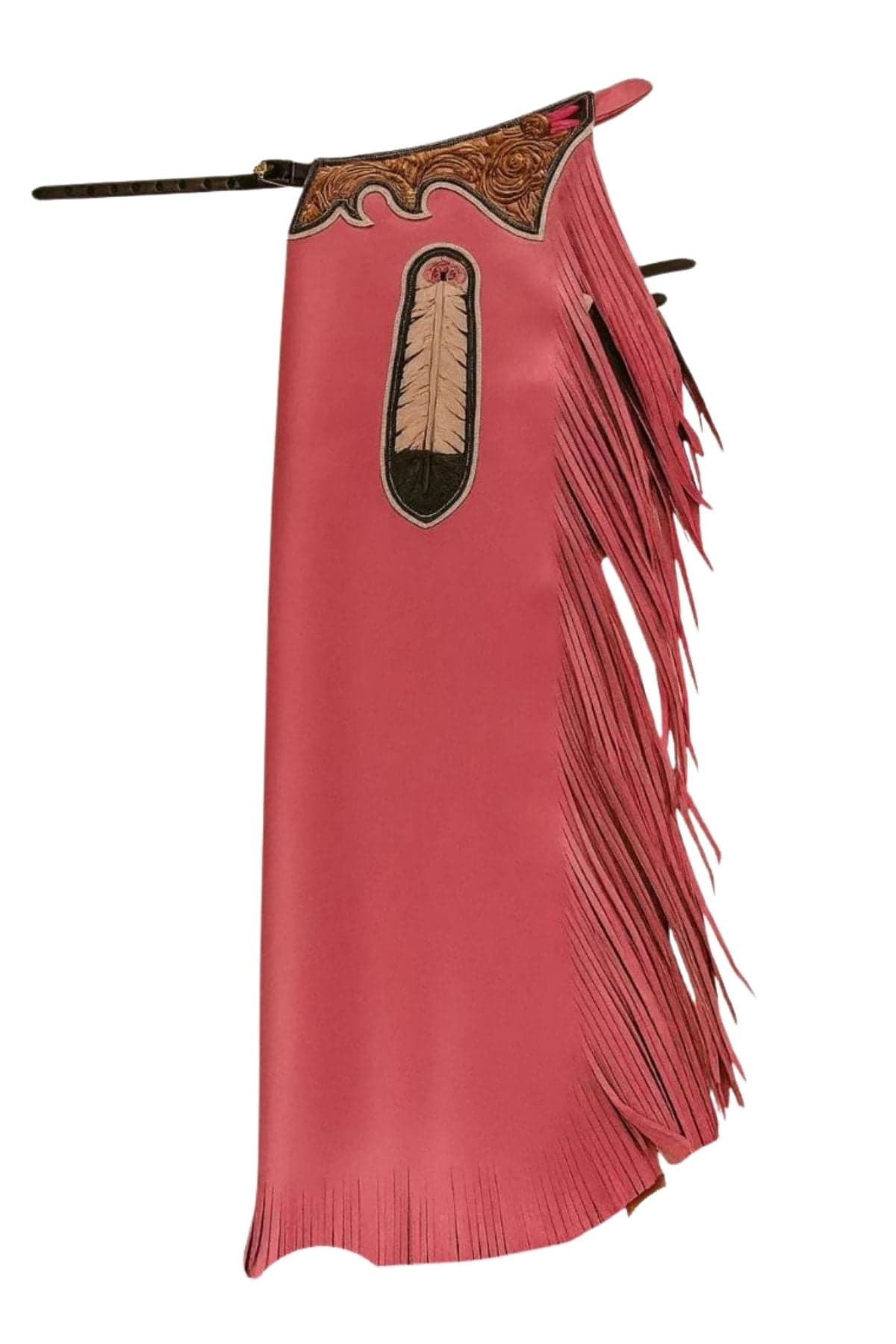 Red Premium Rodeo Chaps with Tooled Leather Yoke