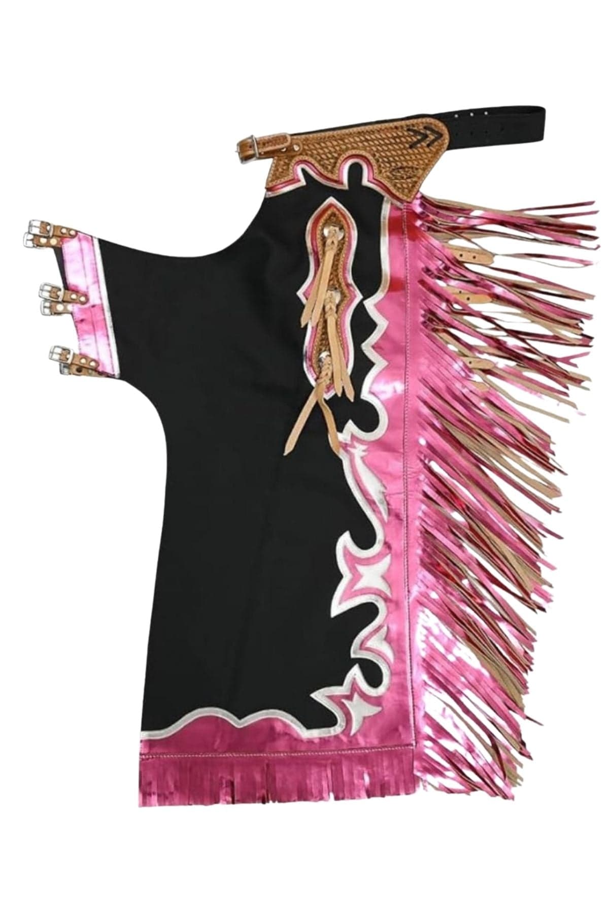 Rodeo Rose Chaps Metallic Pink Fringe