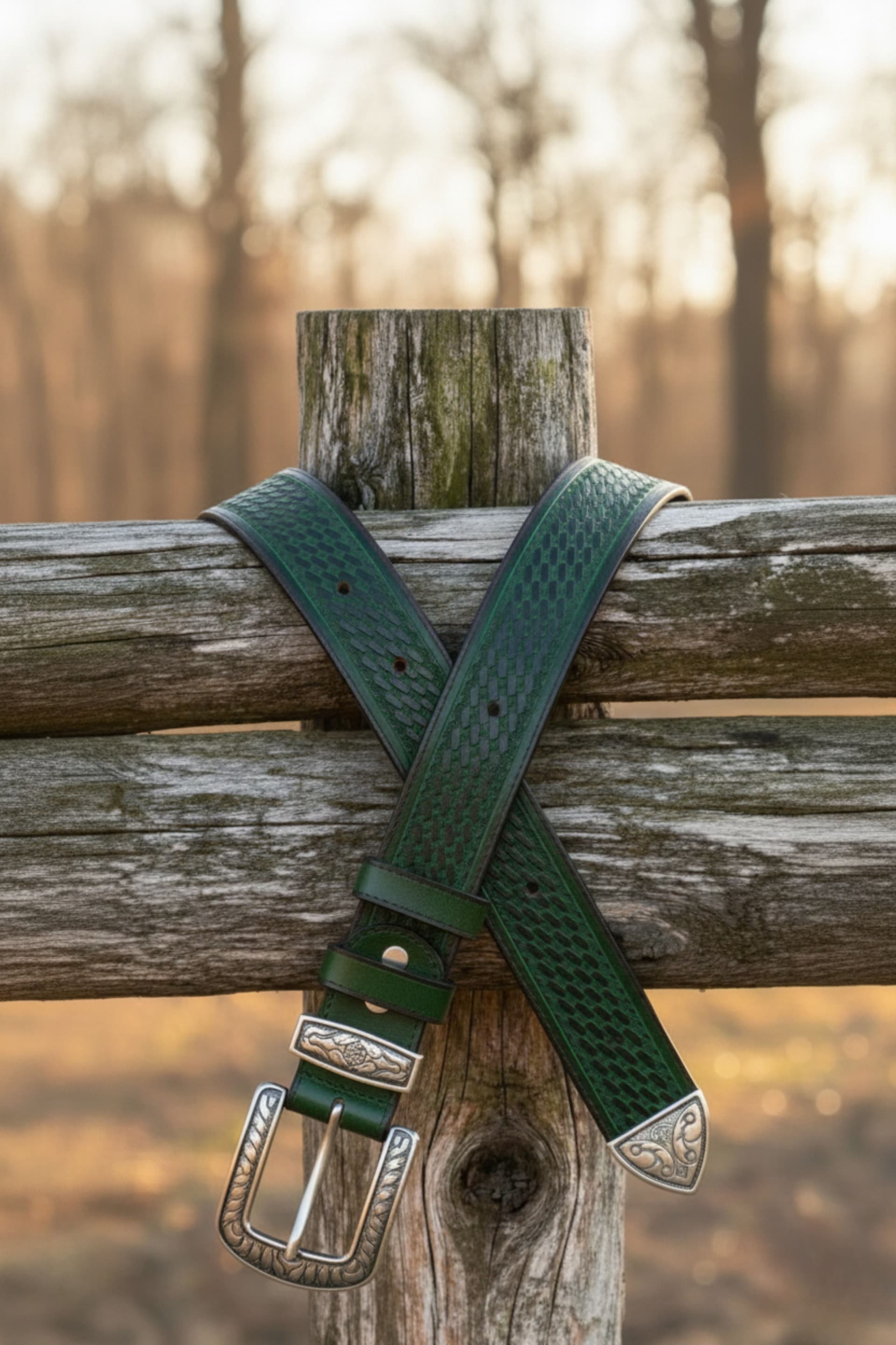 Signature Embossed Leather Waist Belt