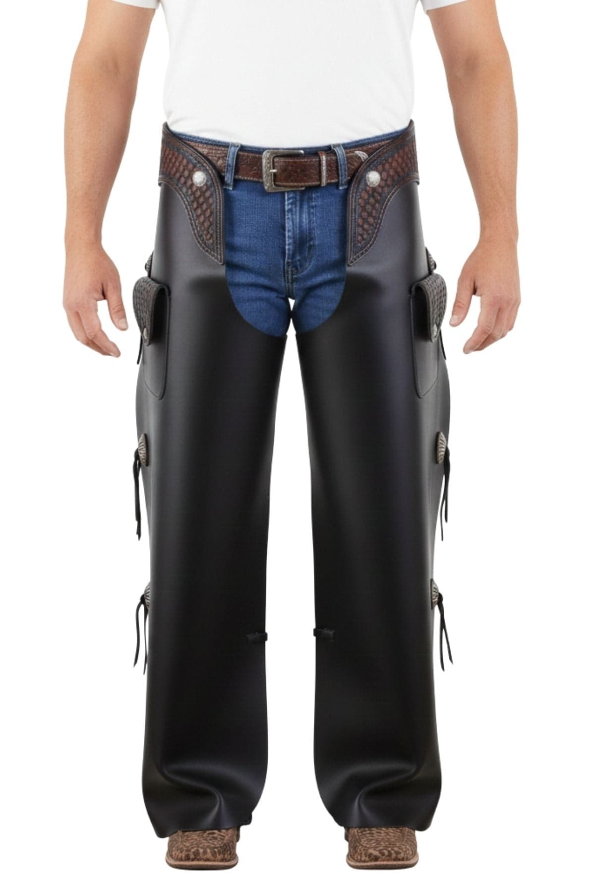 Stallion Crest Leather Pro Western Batwing Chaps