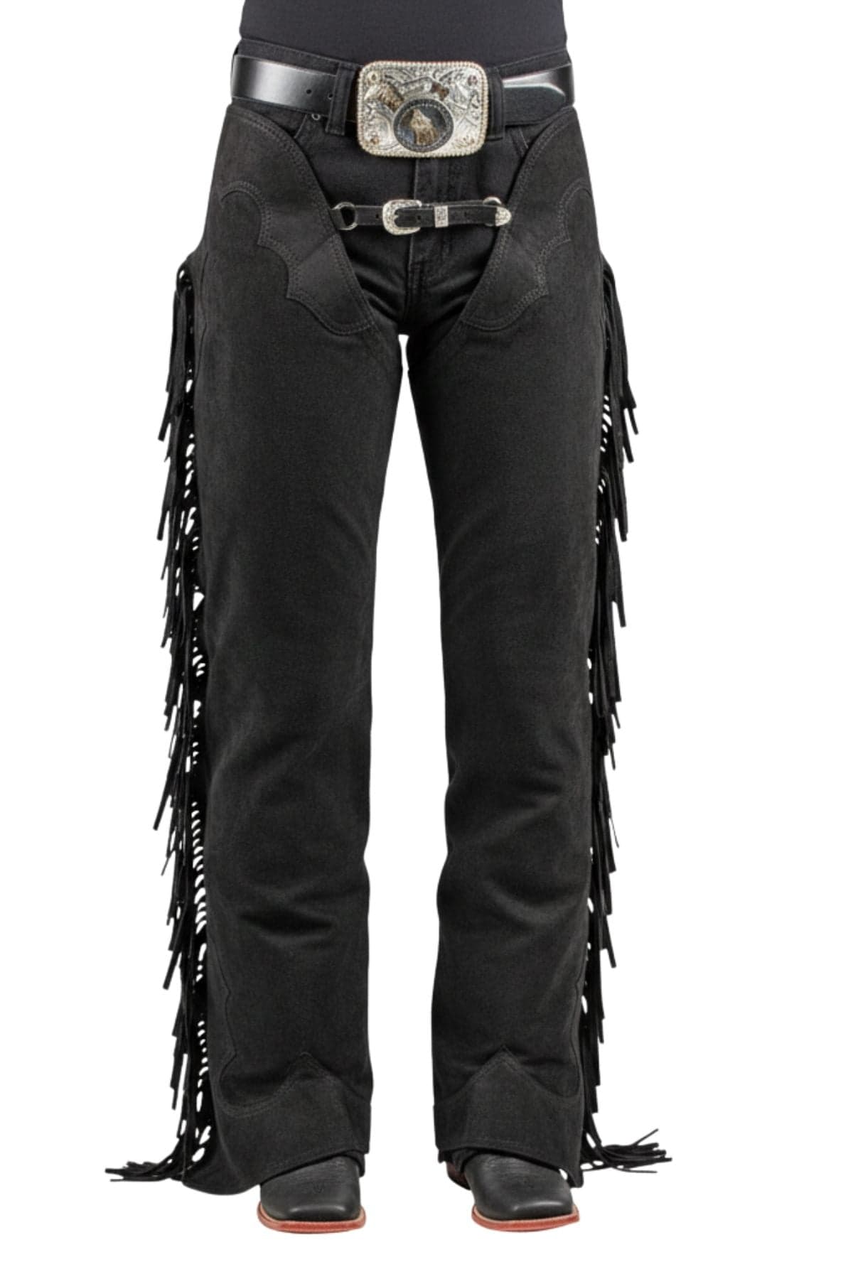Sullivan Black Leather Western Chaps