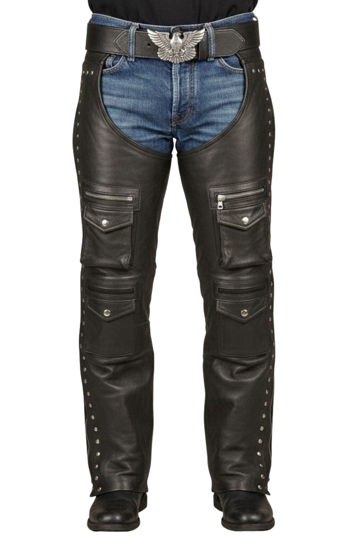 Touring Chaps With Cargo Pockets And Studs