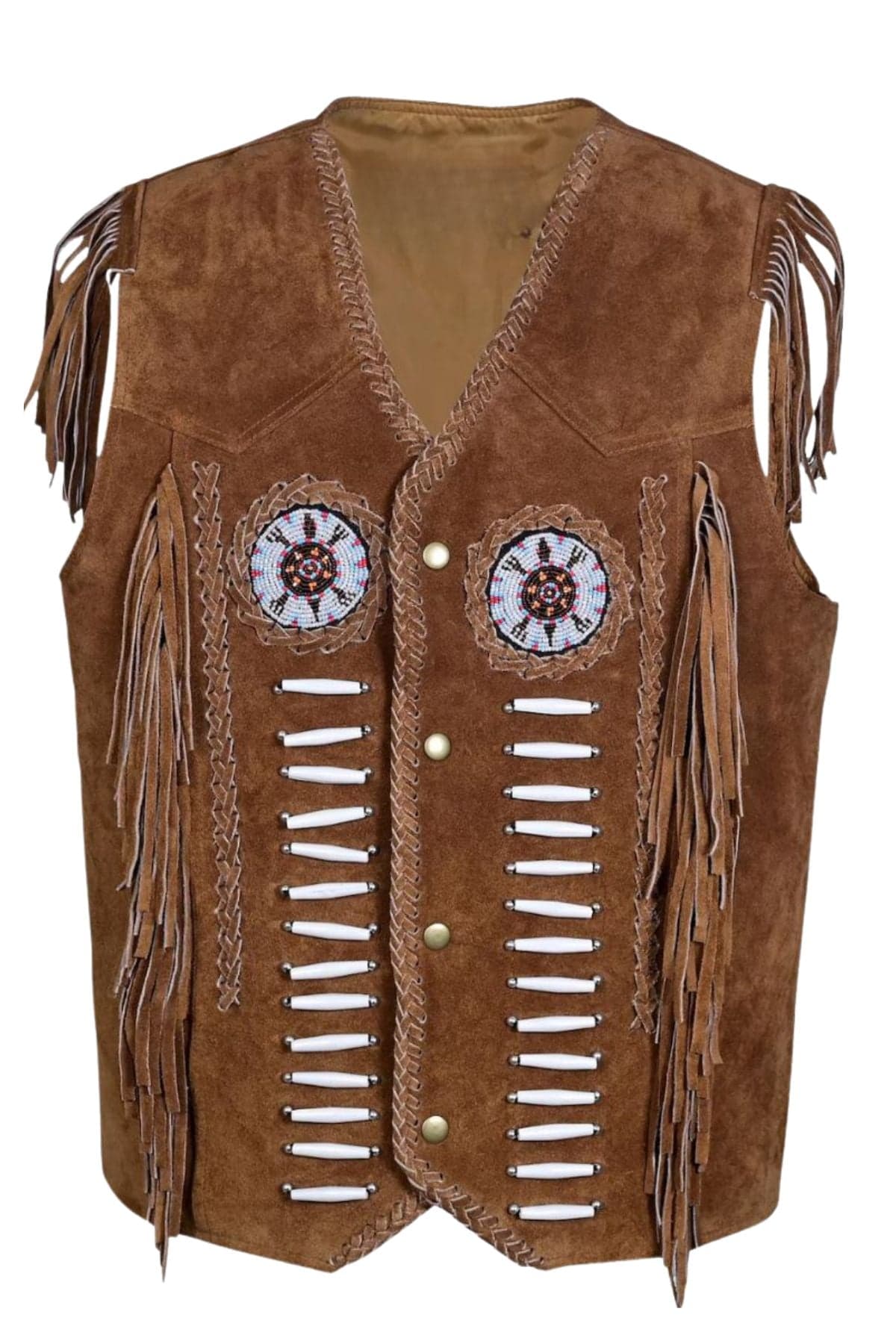 Traditional Brown Western Suede Leather Vest