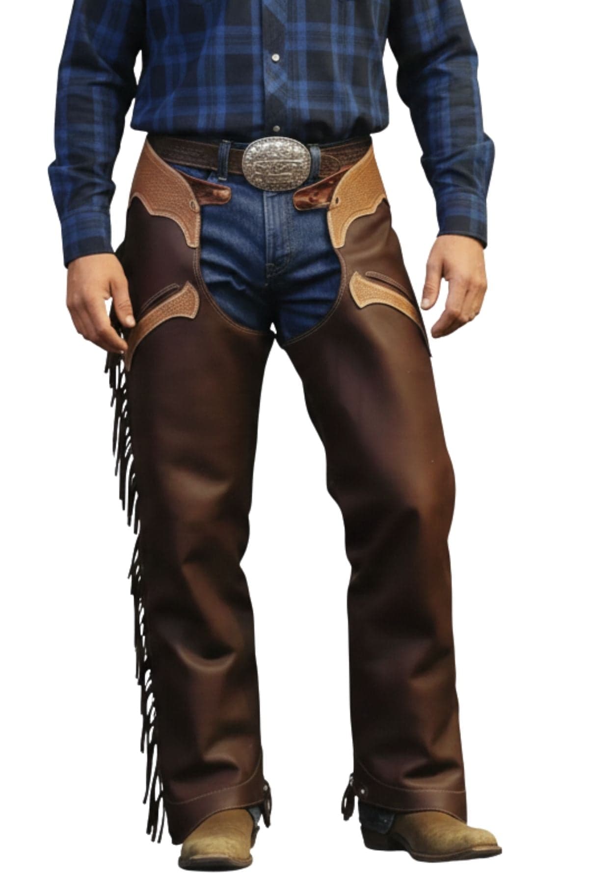 Traditional Western Leather Ranch Utility Work Chaps