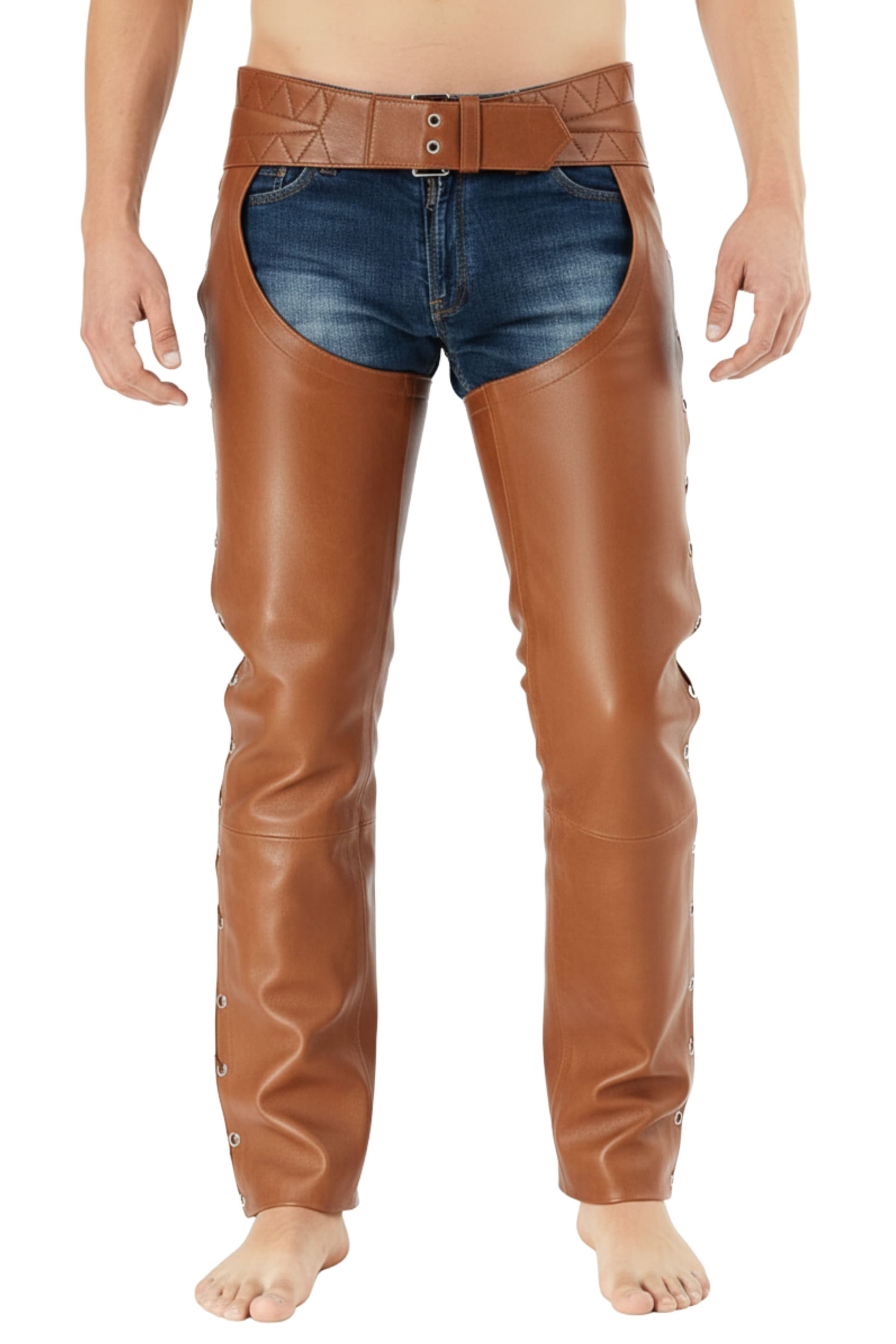 Vintage Leather Touring Chaps with Side Lacing