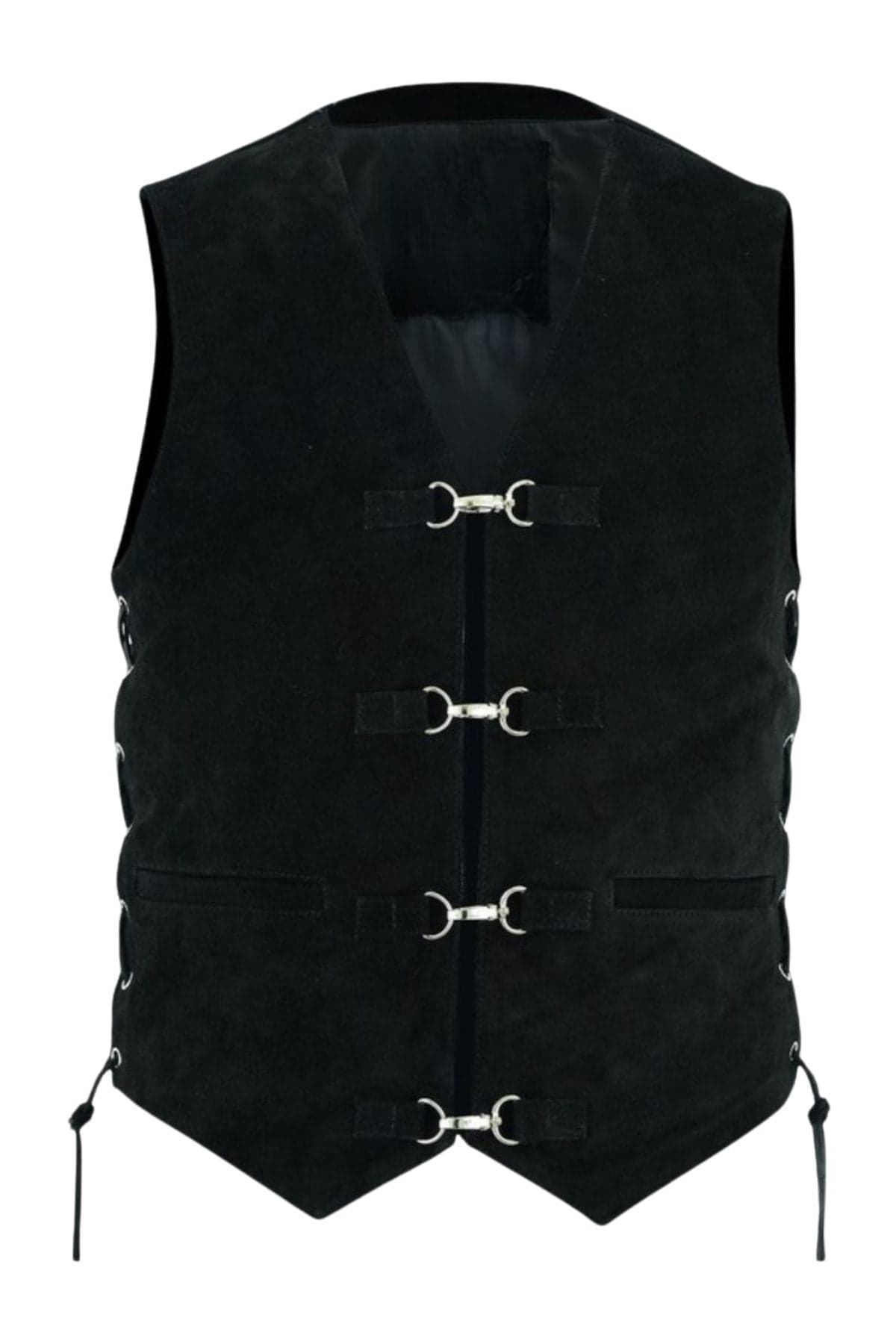 Western Black Suede Vest With Side Laces