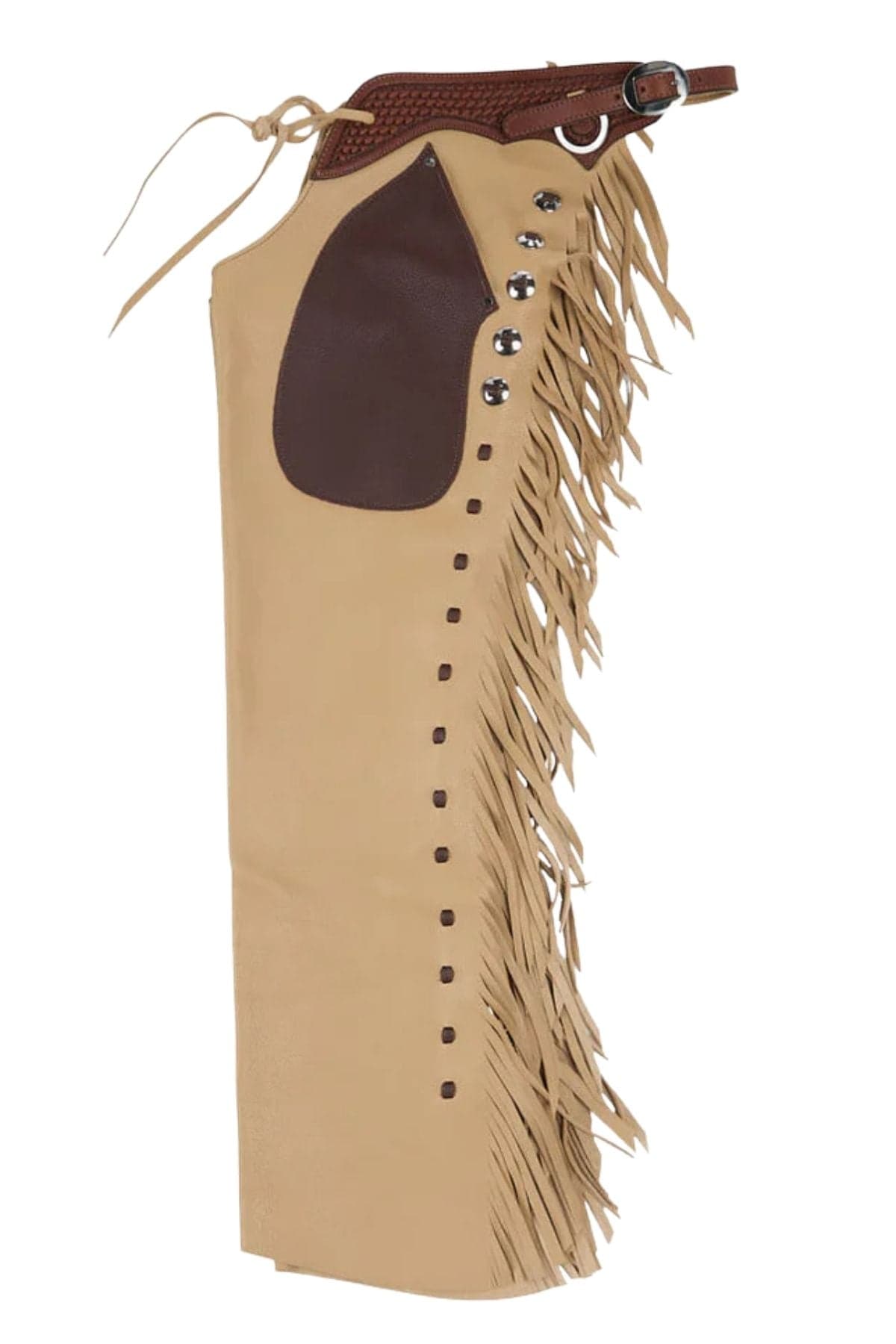 Western Two Tone Leather Shotgun Chaps with Fringe
