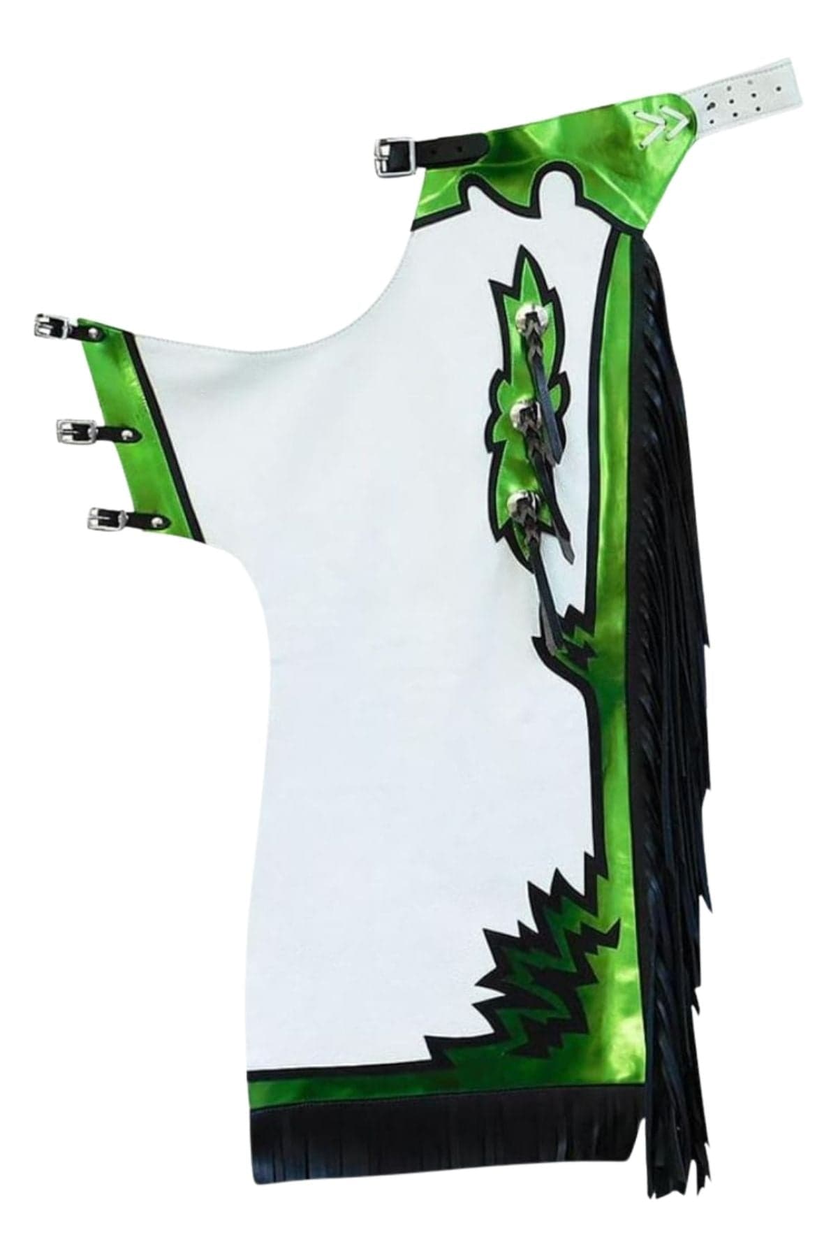 White Bull Riding Chaps Mens Green And Black Fringe