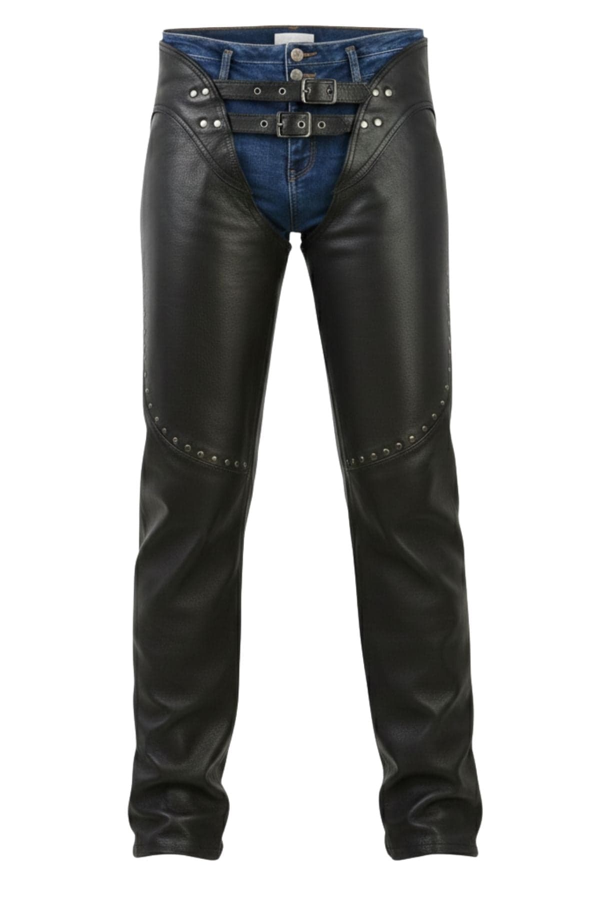 Womens Genuine Black Leather Chaps